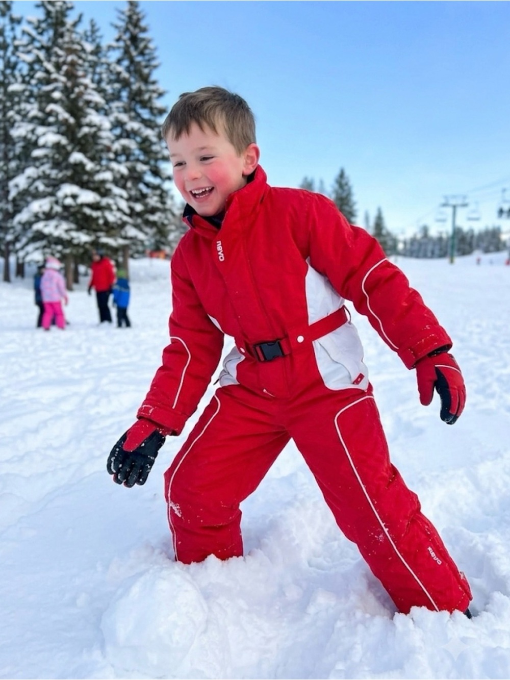 Wed’ze Red Kids Ski Snowsuit with White Panels